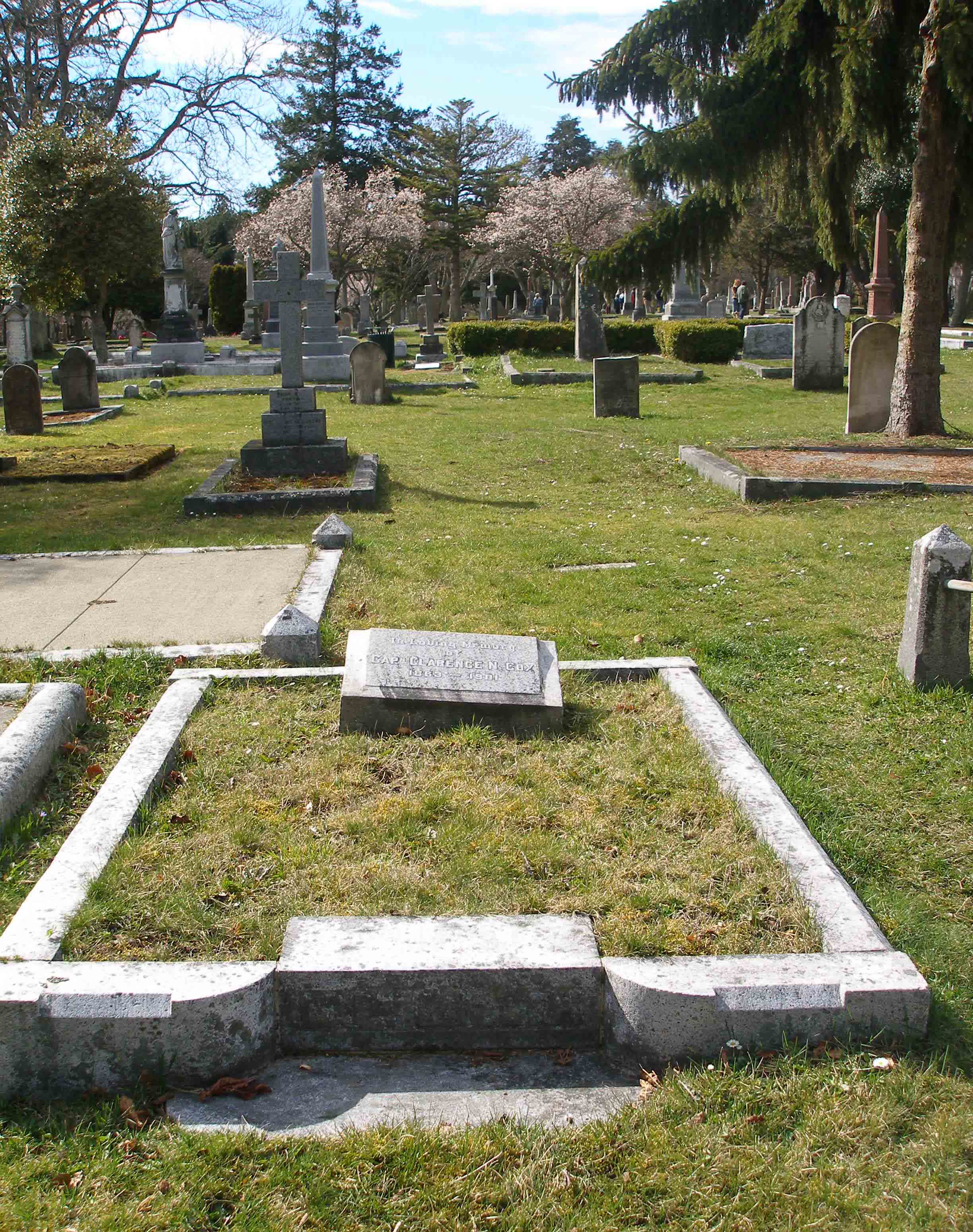 Captain Clarence Cox grave site, Ross Bay Cemetery